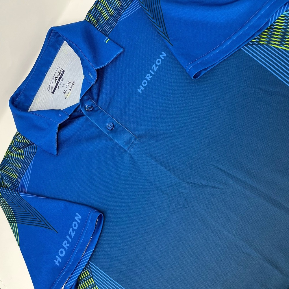 Alaska by Luly Yang Horizon Polo Shirt Men XL Blue Performance Athletic